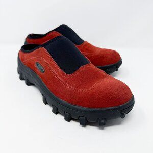 Vintage Y2K Candie’s Brick Red Suede Chunky Clogs Women's Size 8 VGUC